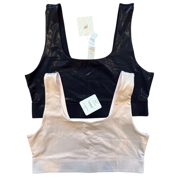 Fabletics Other - Fabletics Harlyn Midi Medium Impact Sports Bra XXL Black+Pink Hologram NWT‎ 2pk